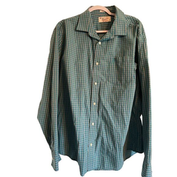 Penguin Mens Blue & Cream Gingham Button Up Long Sleeve Shirt Size XXL - Picture 1 of 12